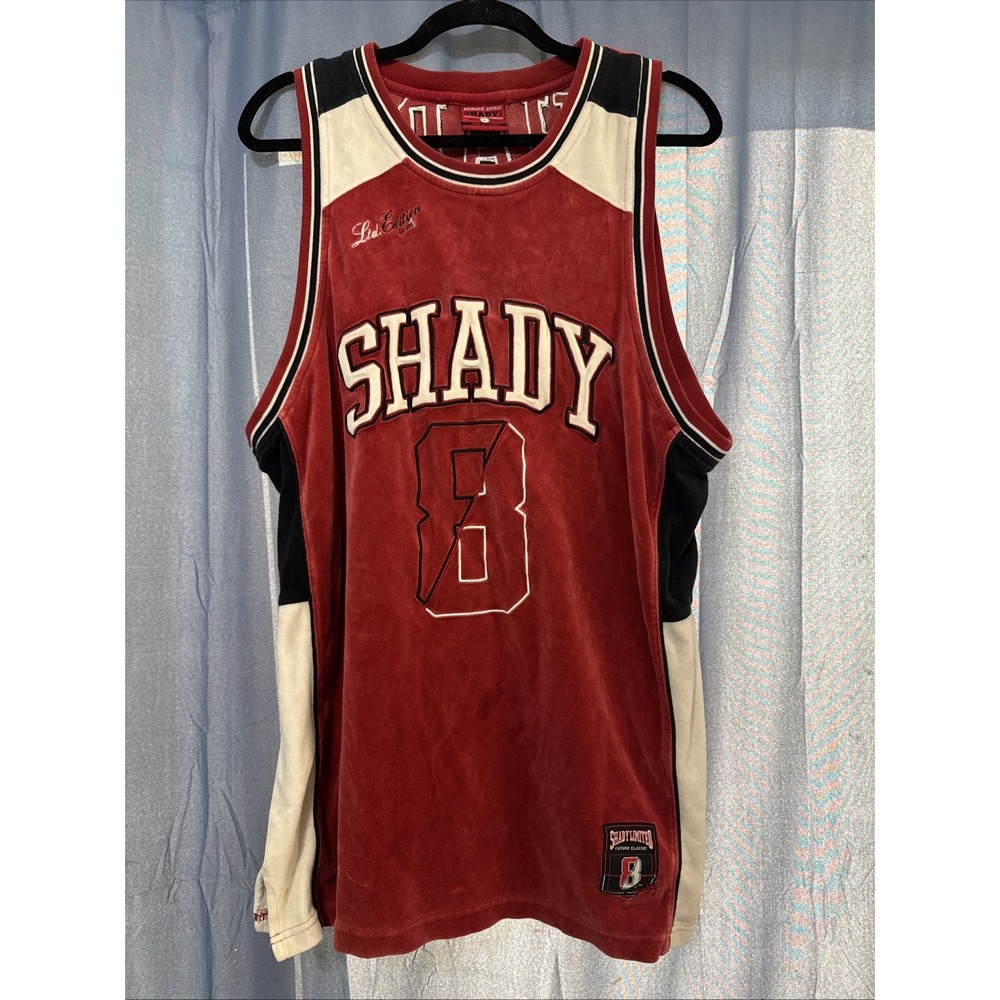 SHADY Ltd Vintage Velour Jersey Vest Men Large Y2k Streetwear Eminem Rap Red